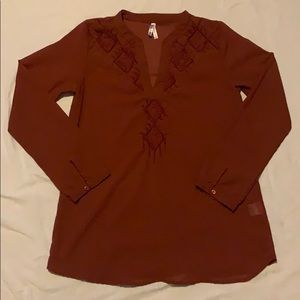 Burgundy deep V blouse